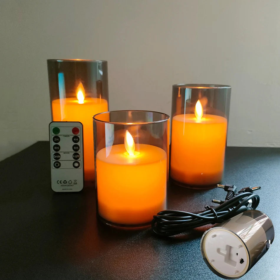 Bougies LED rechargeables par USB – Lot de 3 pièces avec télécommande