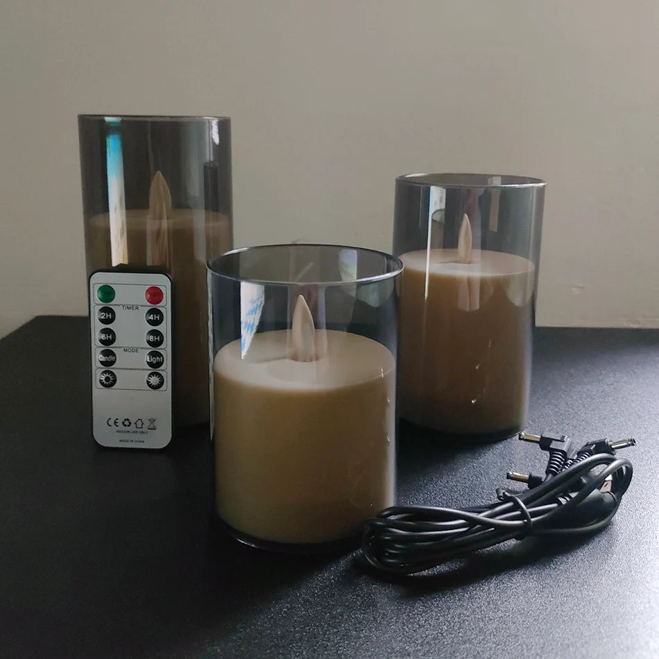 Bougies LED rechargeables par USB – Lot de 3 pièces avec télécommande