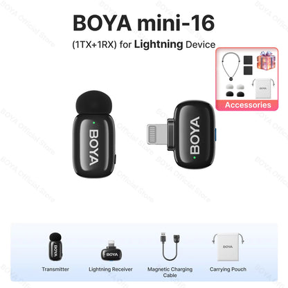 Mini microphone cravate sans fil BOYA pour iOS et Android