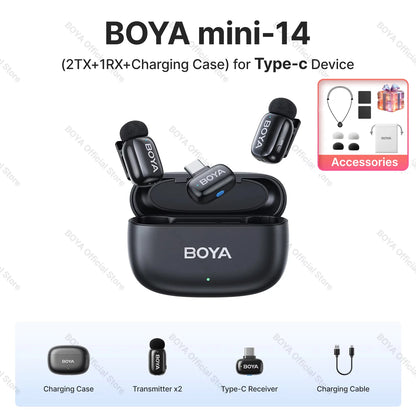 Mini microphone cravate sans fil BOYA pour iOS et Android
